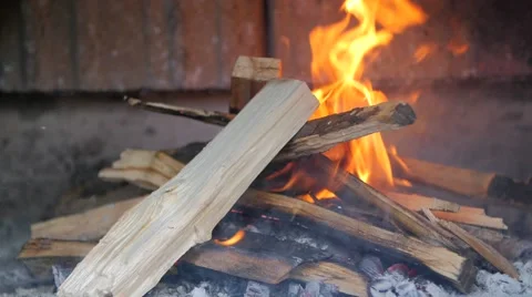 Fire burning in the Fireplace Stock Footage 52925817