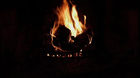 Fire burning in a fireplace Stock Footage 63307426