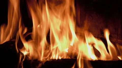 Fire burning in a fireplace Stock Footage 63307443