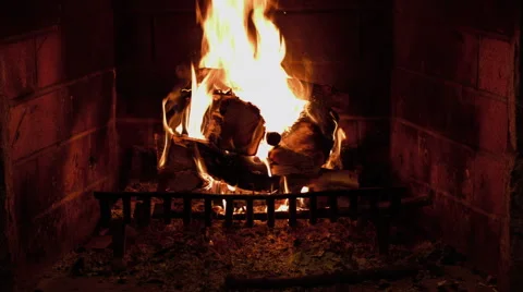 Fire burning in a fireplace Stock Footage 63307448