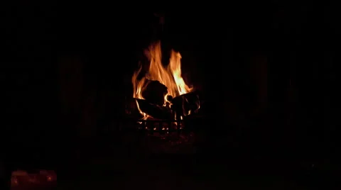 Fire burning in a fireplace Stock Footage 63307862