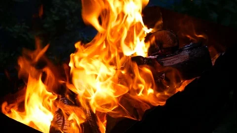 Fire burning in the fireplace Stock Footage 71242106