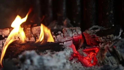 Fire burning in a fireplace Stock Footage 73928098