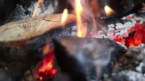 Fire burning in a fireplace Stock Footage 74176488