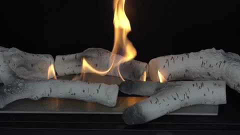 Fire burning in fireplace 库存影片 88561077