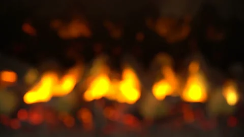 Fire burning in fireplace Stock Footage 88680558