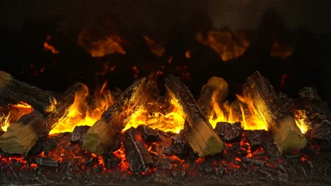 Fire burning in fireplace Stock Footage 88680597