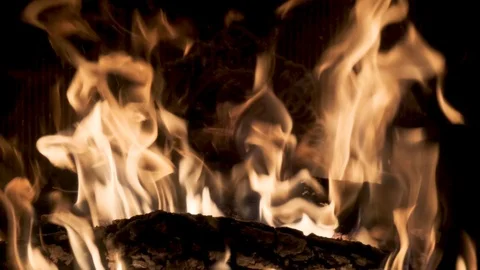 The fire is burning in the fireplace. Stock Footage 107788706
