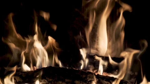 The fire is burning in the fireplace. Stock Footage 107788979
