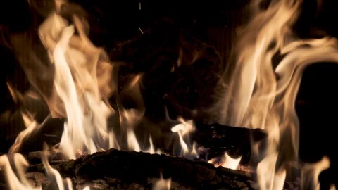 The fire is burning in the fireplace. Stock Footage 107790293