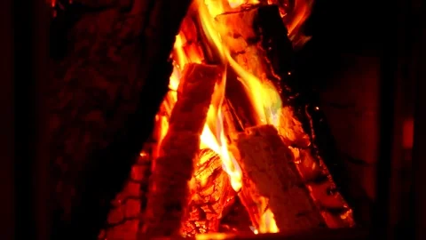 A fire is burning in the fireplace Stock Footage 125312965