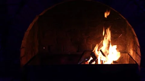 Fire is burning in the fireplace Stock Footage 162825029
