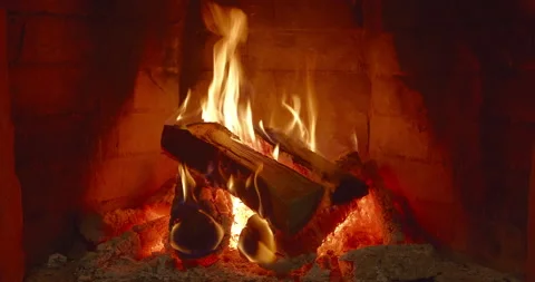 Fire is burning in the fireplace. Vídeo Stock 165508211