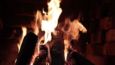 Fire burning in the fireplace Stock Footage 302881281