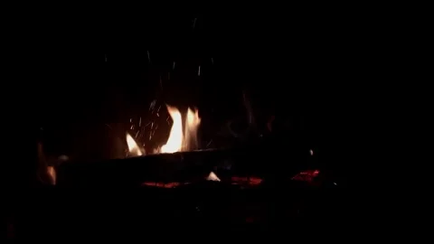 Fire is burning in a fireplace Stock Footage 304439343