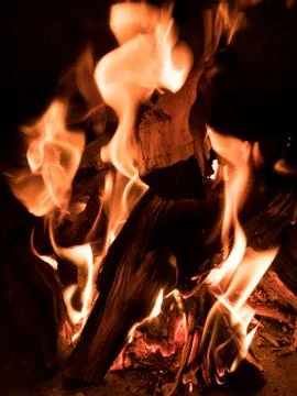 Fire burning in fireplace Stock Photos