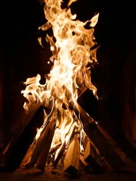Fire burning in a fireplace  Stock Photos