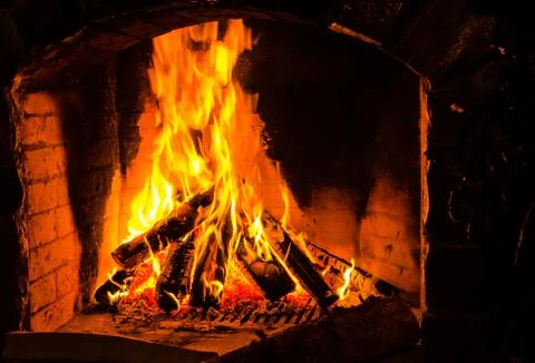 The fire burning firewood Stock Photos