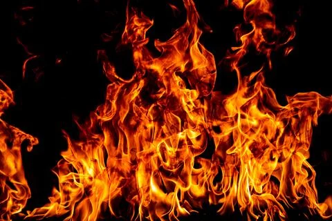 The fire, burning flame. Large burning flaming fire. Stock Photos