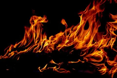 The fire, burning flame. Large burning flaming fire. Stock Photos