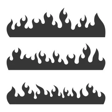 Fire Burning Flames Set on a White Background. Vector Stock Illustration