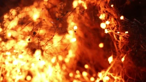 Fire Burning Forward Through Steel Wool MAC Stock Footage 74538521