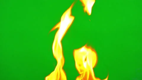 Fire burning fuel on red yellow bright on green  background on slow motion video Vídeos de archivo 226804020