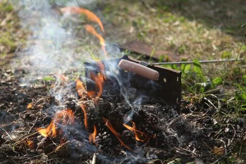 Fire burning in the garden. Stock Photos