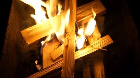 The fire is burning in the grill Stock Footage 99904862