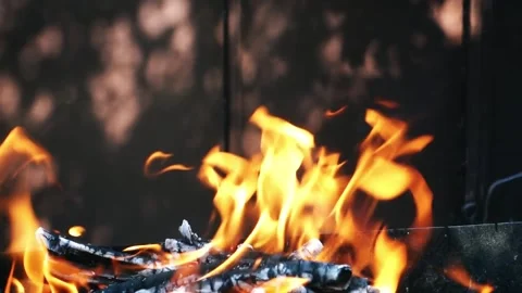 A fire is burning in the grill. Stock Footage 158442940