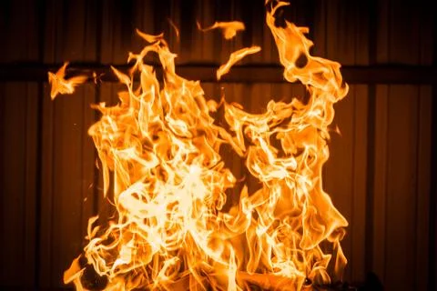 Fire burning on the grill 스톡 사진