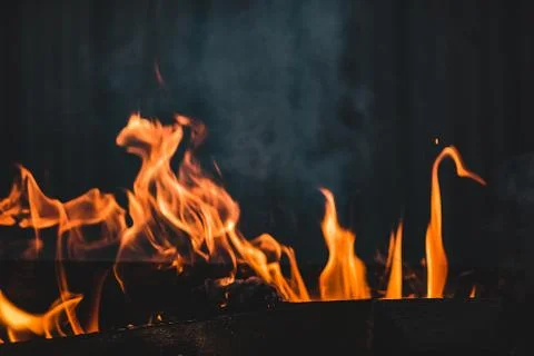 Fire burning on the grill Foto stock