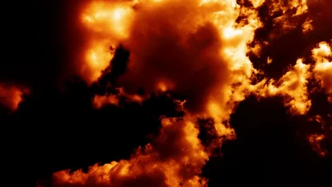 Fire Burning like Hell Armageddon Clouds on Sky Stock Footage 95089269
