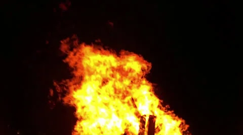 Fire Burning High Stock Footage 22950396