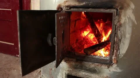 Fire burning at home to make warmth, firewood burning, Stock Footage 10835482