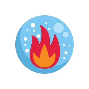 Fire burning inside a frozen orb with bubbles symbolizing opposite concepts Stock Illustration