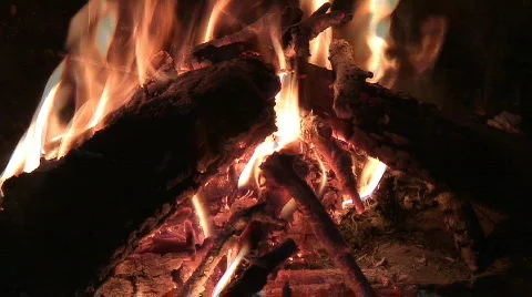 Fire Burning in an interior, in the winter Stock Footage 267491