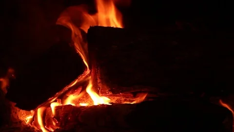 Fire Burning Logs Embers Stock Footage 106676950