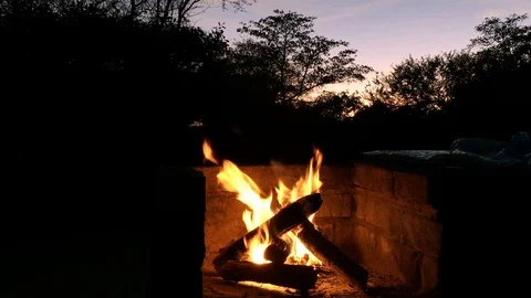 Fire burning with logs at evening time in Africa. Stock Footage 101617797