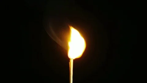 Fire burning on matchstick Stock Footage 111474404