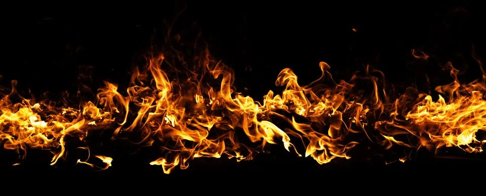 Fire burning motion pattern. Fire intense blaze effect. Fire dramatic heat wa Stock Photos