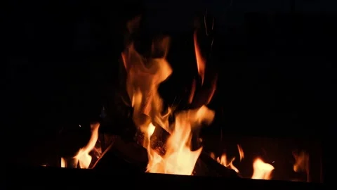 A fire is burning in the night Stock Footage 161416753