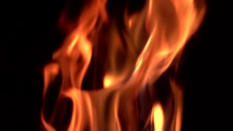 Fire burning in night on isolated black background. Loopable. Slow motion. 스톡 동영상 251426557