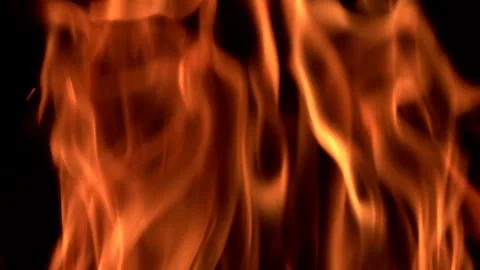 Fire burning in night on isolated black background. Loopable. Slow motion. 스톡 동영상 251426708