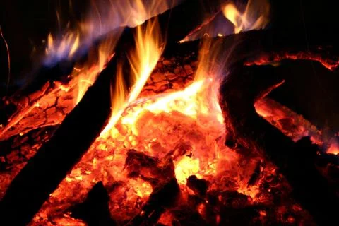 Fire burning in the night Stock Photos