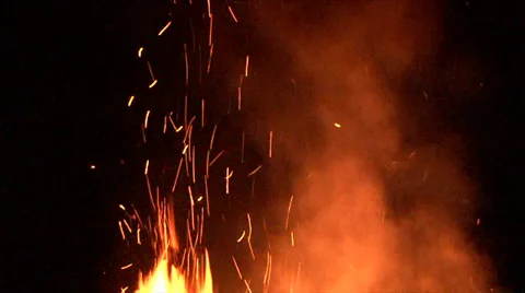 Fire Burning in Night Sky Stock-Footage 32162949