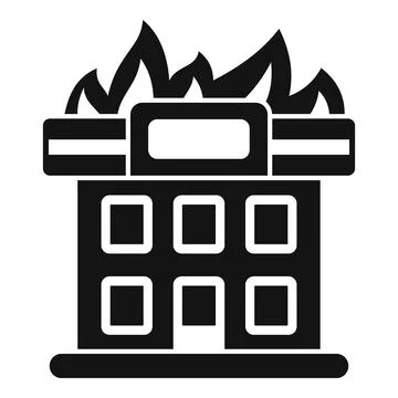 Fire burning office building icon illustration Ilustración de archivo