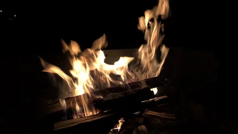 Fire burning with orange flames Stock Footage 87285546