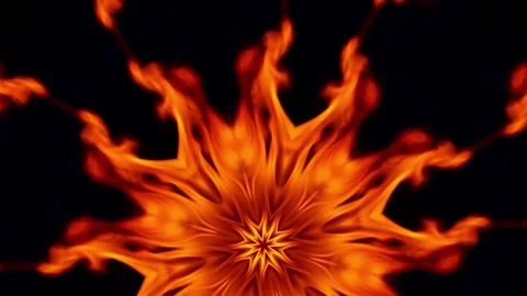 Fire burning ornamental rosette Stock Footage 259981365
