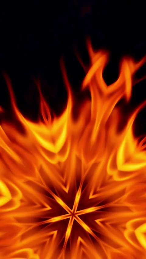 Fire burning ornamental rosette pattern Stock Footage 259981367